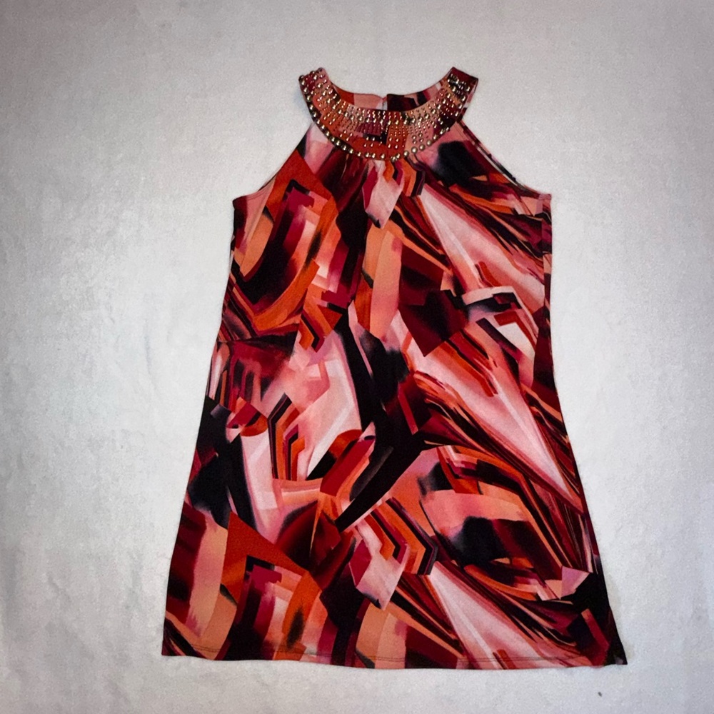 AB Studio a line Dress - Red Multi size large